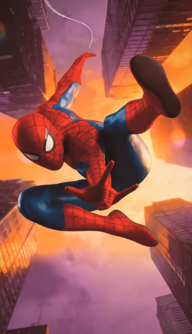 Illustrations wallpapers: Spider-Man, Marvel, superhero, skyscrapers