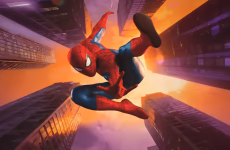 Illustrations wallpapers: Spider-Man, Marvel, superhero, skyscrapers