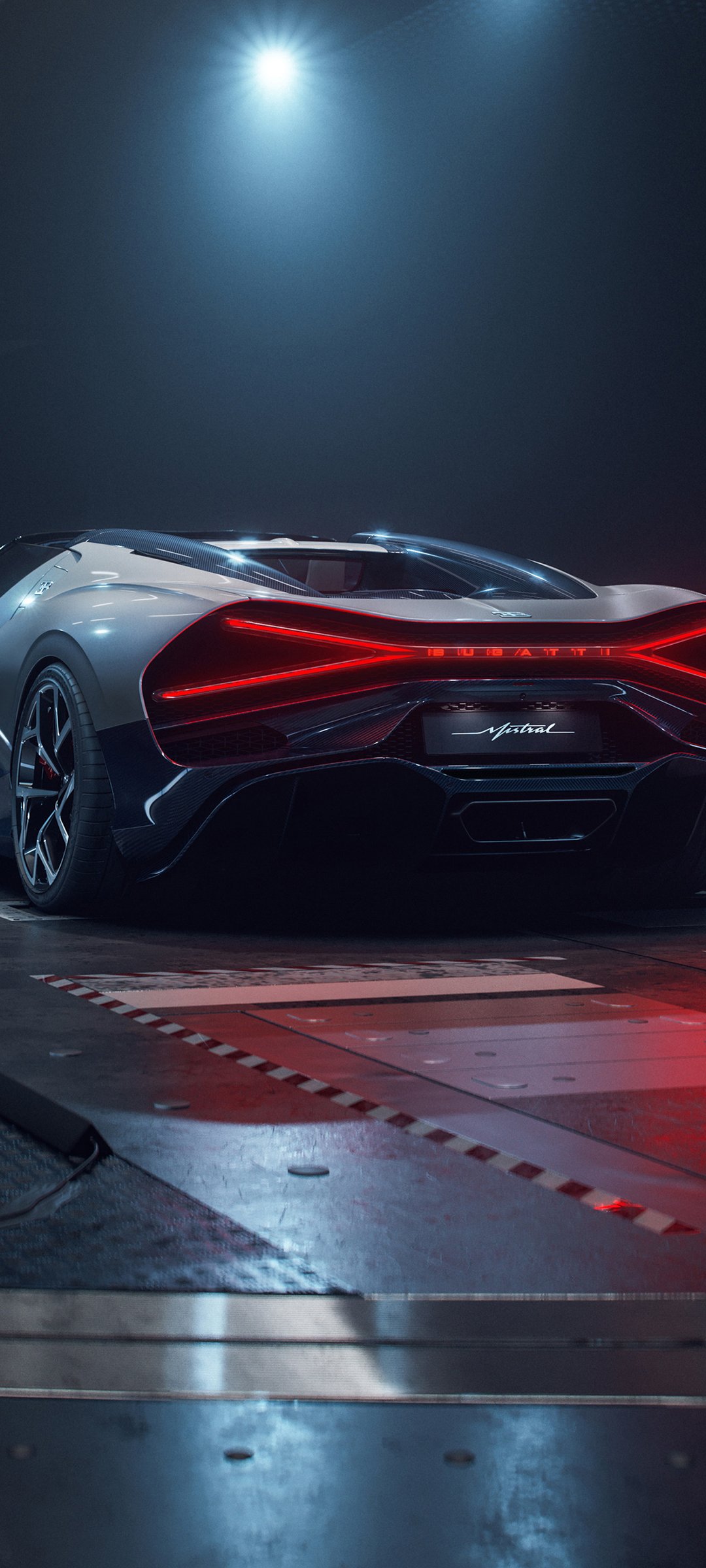 Bugatti Mistral W16 rear view - Wallpapers for Samsung Galaxy M55, POCO M4/X4/X5, Xiaomi Redmi 12/13/Note 13/Note 14/Note 14S in 1080x2400 resolution