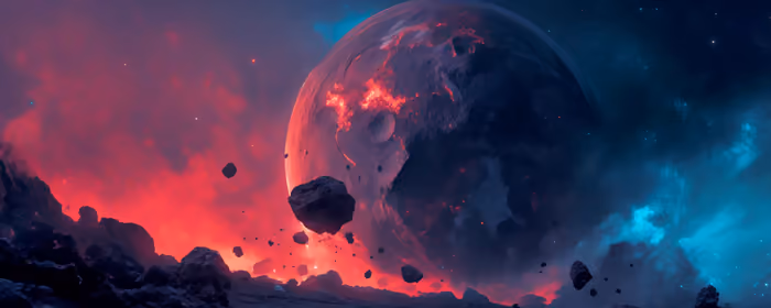 Space wallpapers: planet, volcano, lava, asteroid