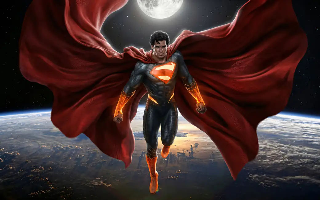 Superman is flying over the Ground — desktop and phone wallpaper, free download