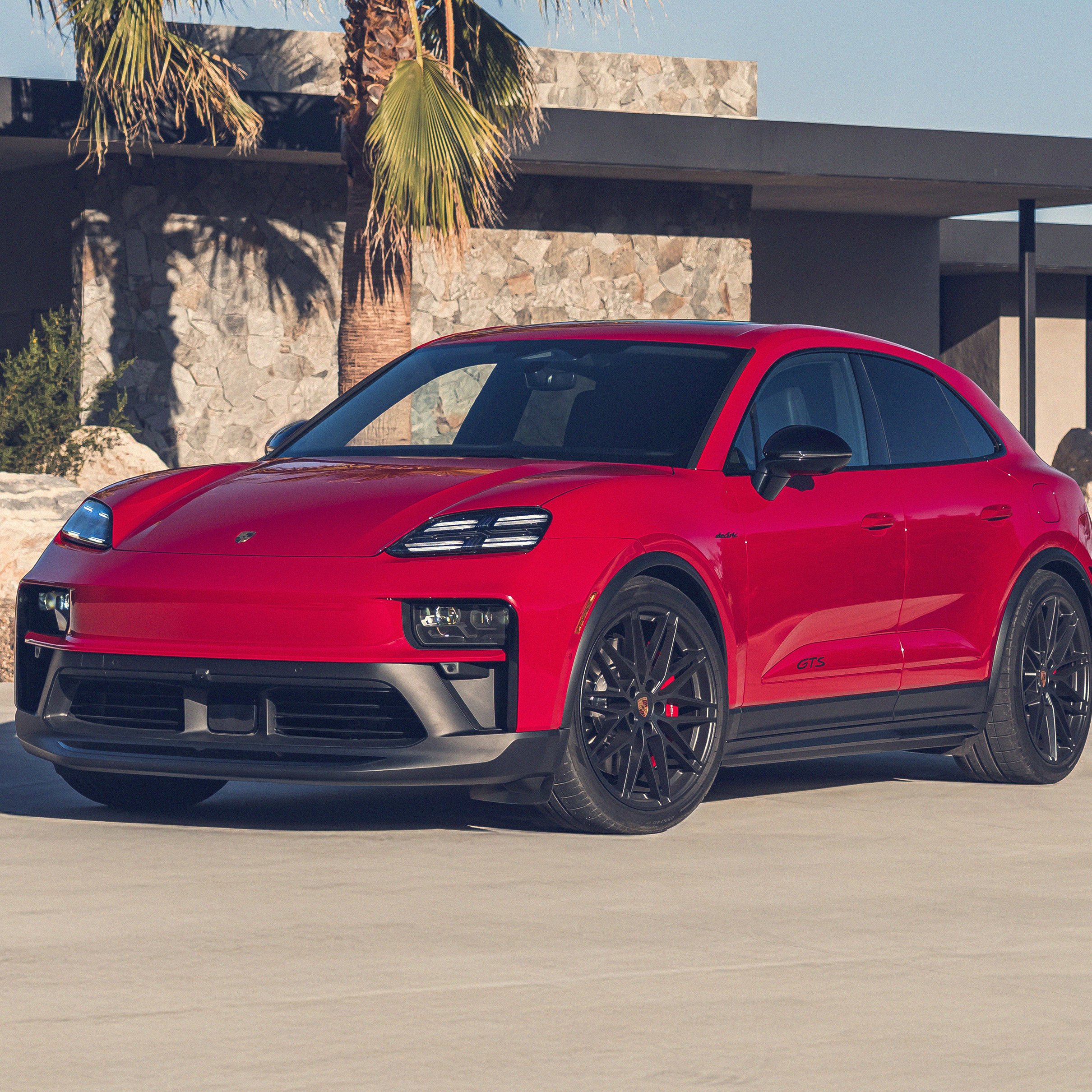 Red Porsche Macan GTS EV front - Wallpapers for iPad Pro 11″ 2024 in 2420x2420 resolution