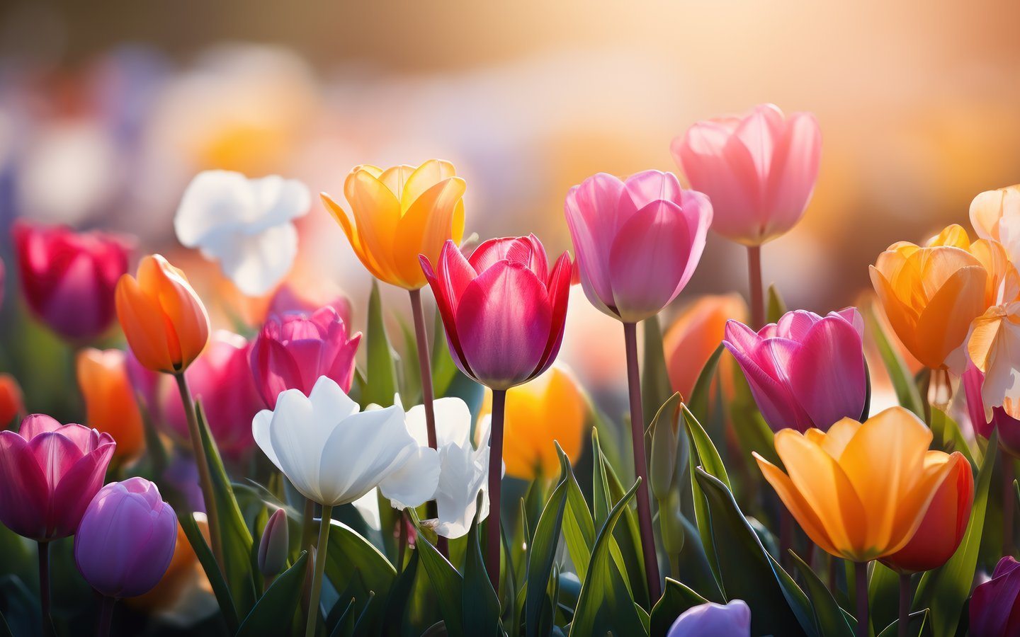 Colorful tulips under the spring sun - WSXGA wallpapers in 1440x900 resolution