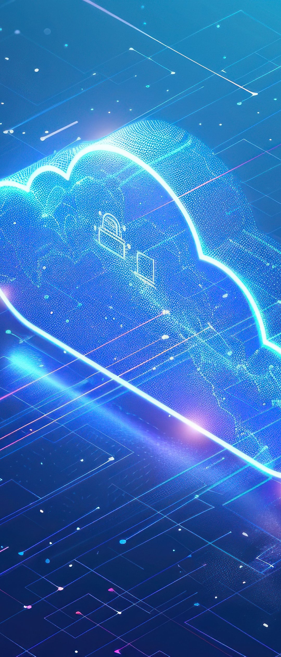 Digital cloud with network data - Wallpapers for Samsung Galaxy Z Flip7, Sony Xperia 5 II/5 III/5 V/10 IV/10 V, Xiaomi Mix Fold 3 in 1080x2520 resolution