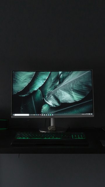 Modern Minimalist Workspace with Computer - Wallpapers for Nokia, Samsung in 360x640 resolution