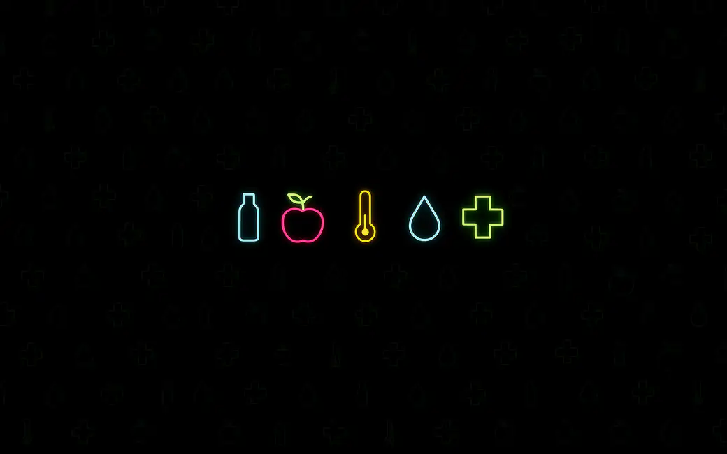DayZ neon health icons — desktop and phone wallpaper, free download