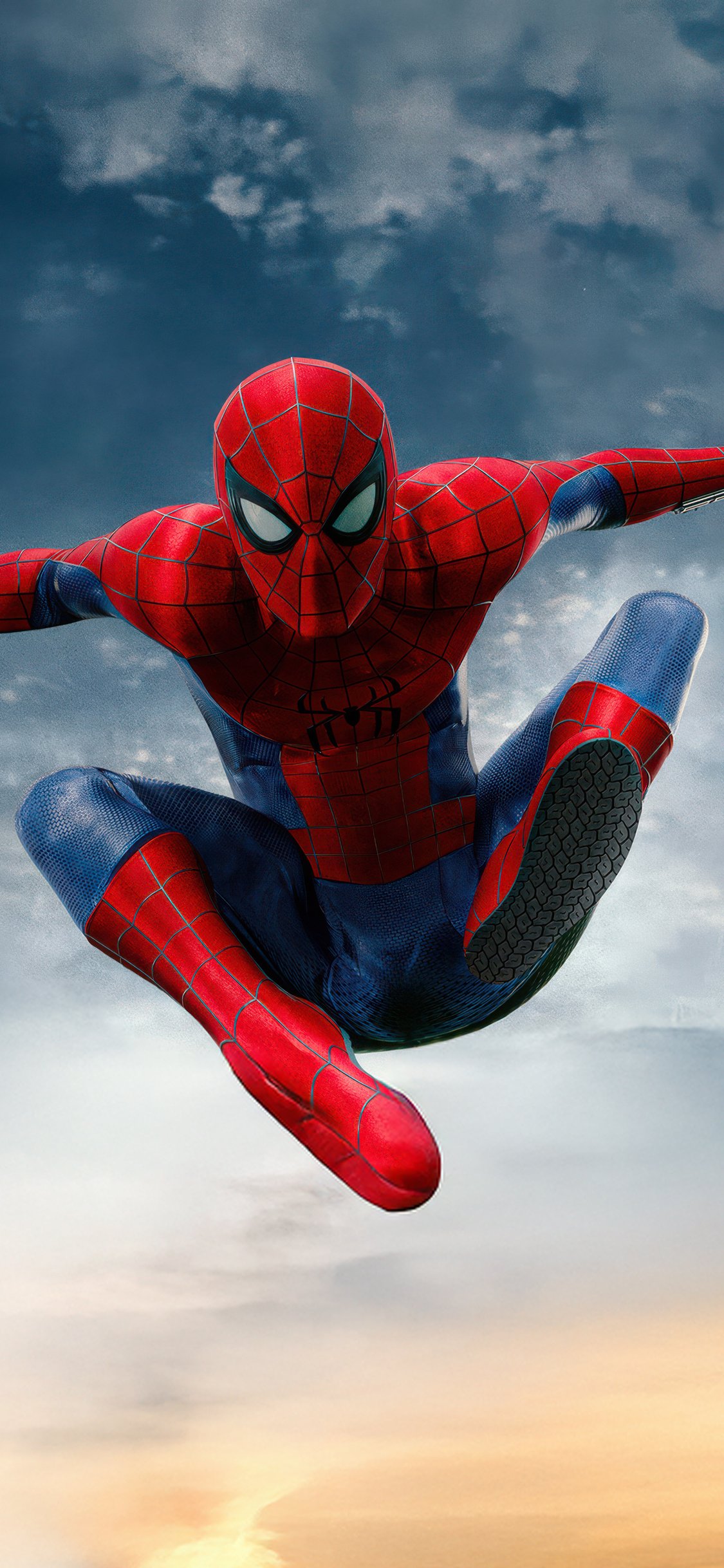 Spider-Man jumping in the sky - Wallpapers for iPhone X/XS/11 Pro in 1125x2436 resolution