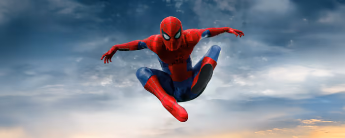 UltraWide 32:9 обои (3840x1080): Человек-паук, Marvel, костюм, небо