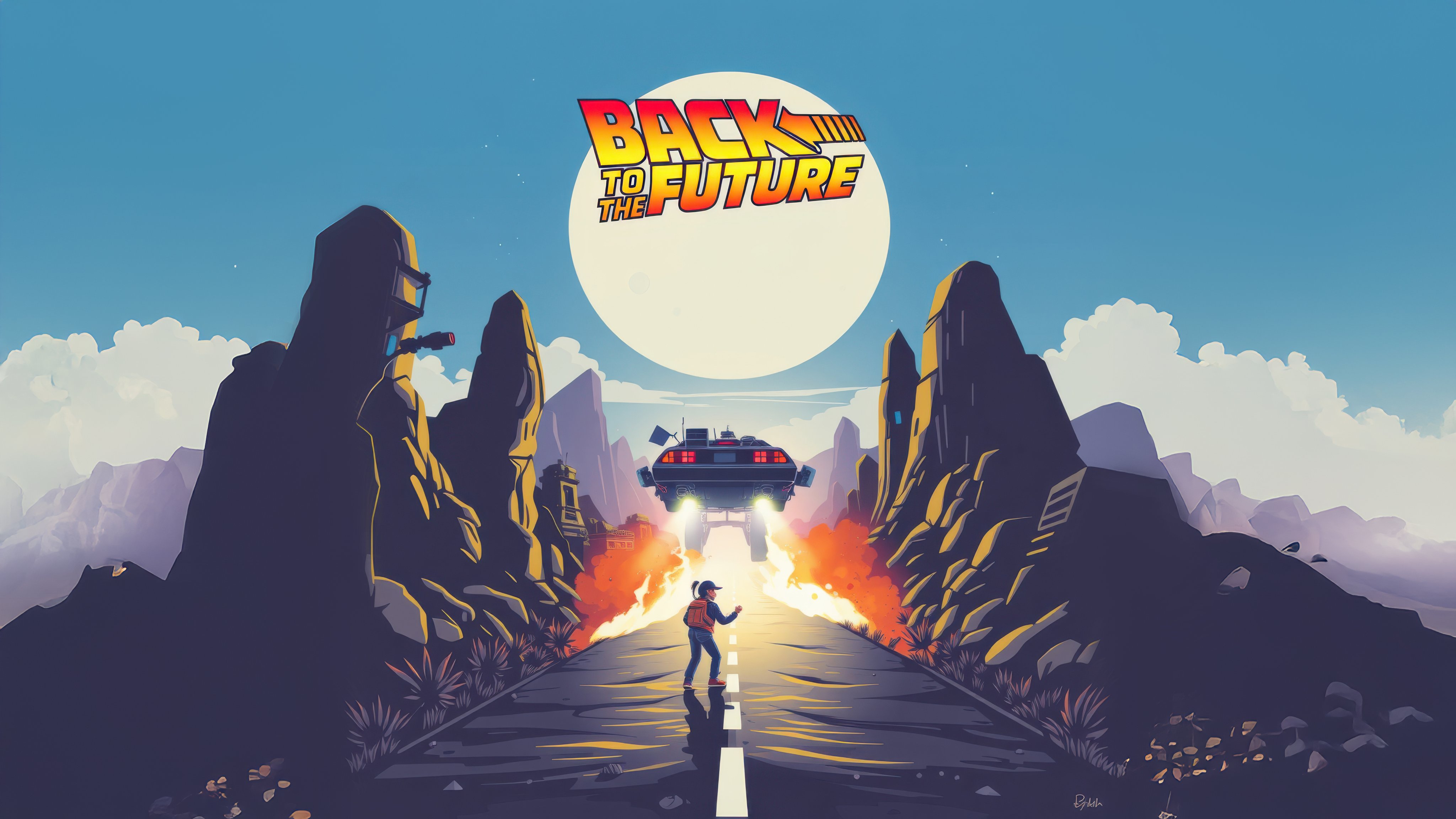 Flying DeLorean from Back to the Future - Wallpapers for Apple iMac 21.5″ in 4096x2304 resolution
