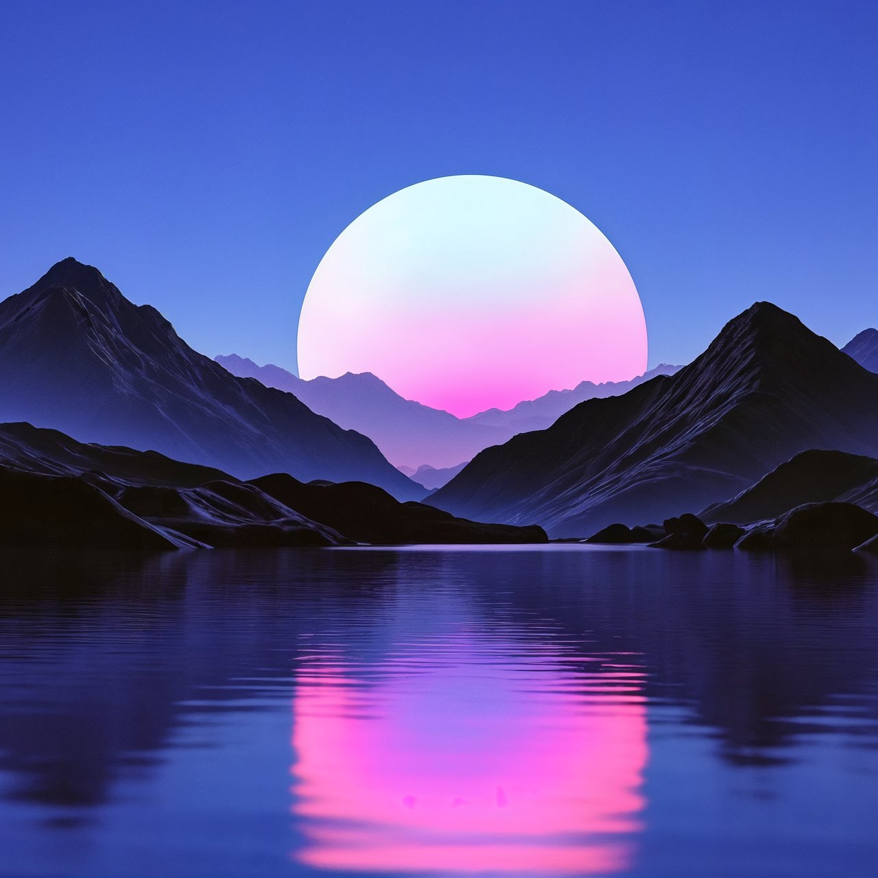Sunset over tranquil mountain lake - Wallpapers for Lenovo, Huawei in 1280x1280 resolution