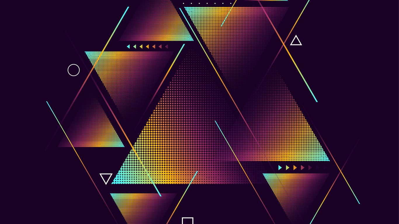 Colored geometric triangles - Laptop Wallpapers in 1366x768 resolution