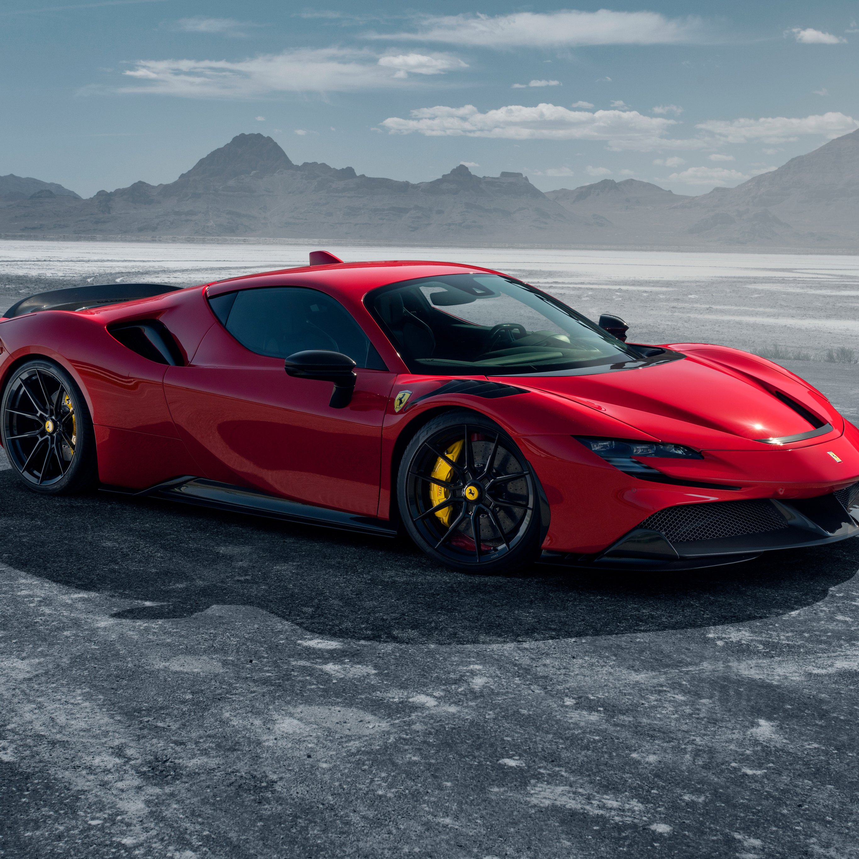 Red Ferrari SF90 Stradale on the side - Wallpapers for iPad Pro 12.9″ in 2732x2732 resolution