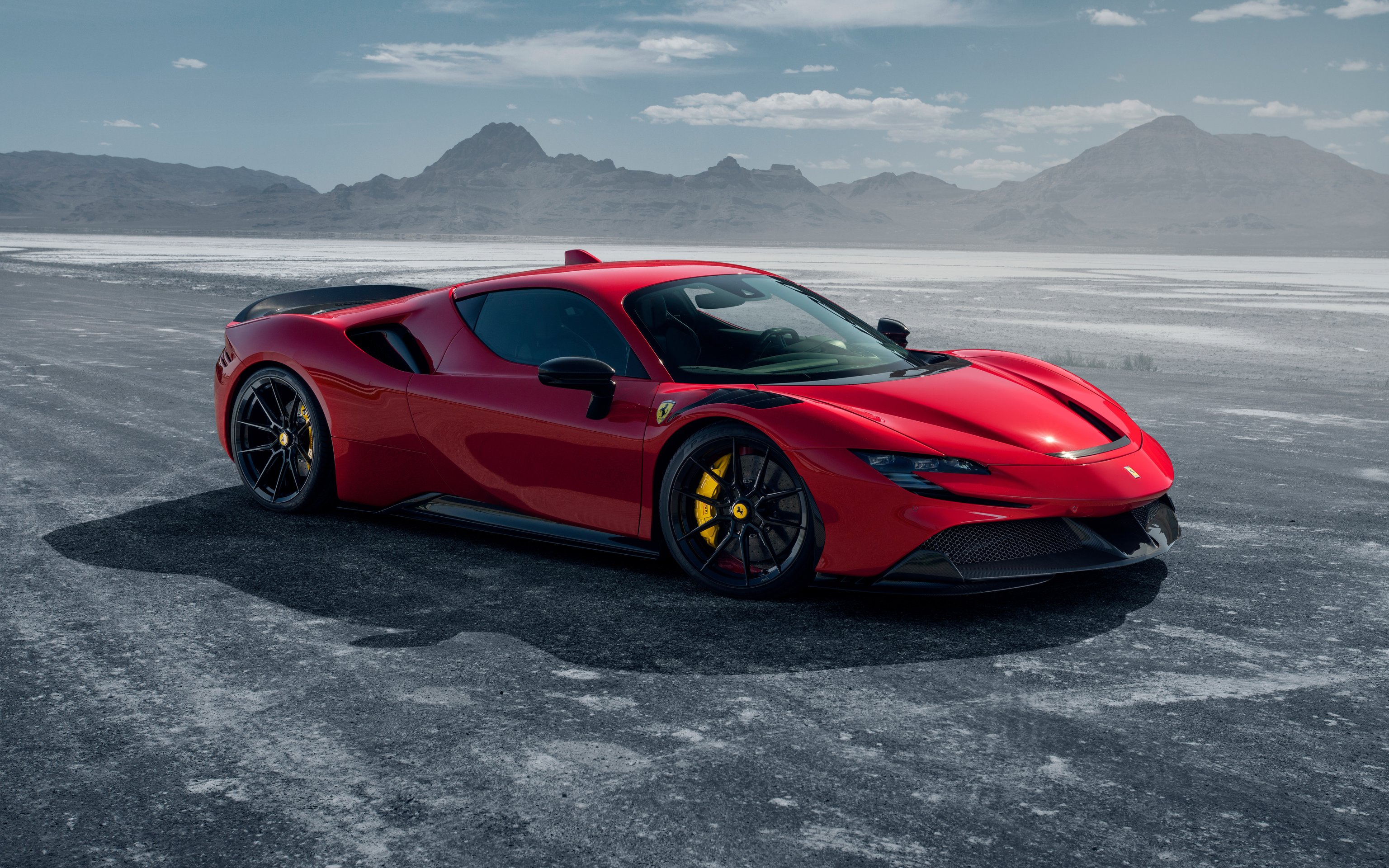 Red Ferrari SF90 Stradale on the side - Wallpapers for Apple MacBook 16″ in 3072x1920 resolution
