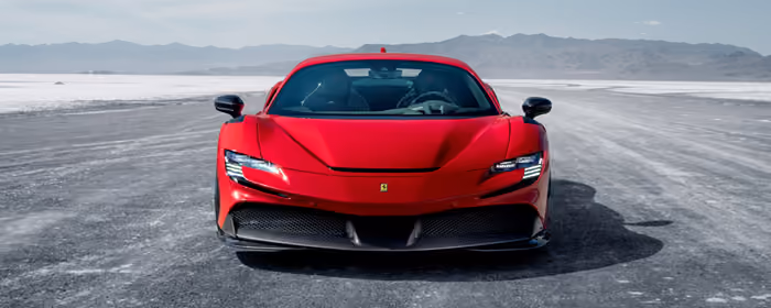 Обои пустыня для двух мониторов (7680x2160): Ferrari SF90 Stradale, суперкар, гиперкар, карбон