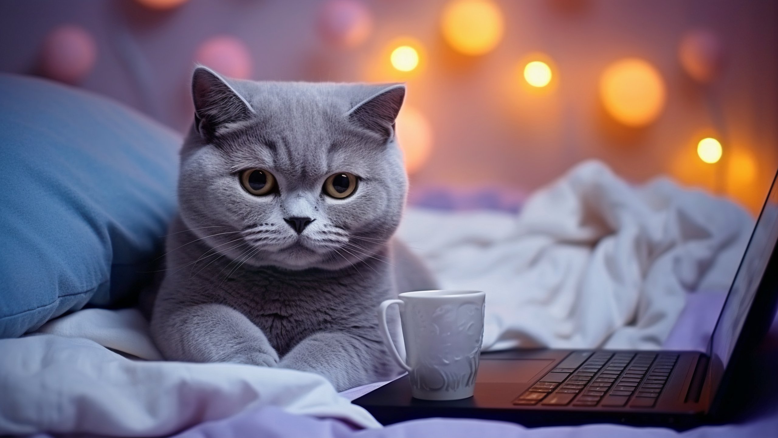 British cat in a cozy environment - 2K Quad HD wallpapers in 2560x1440 resolution
