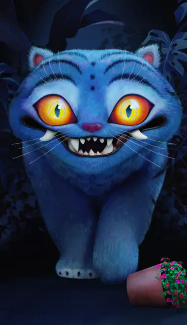 fangs Wallpapers for Samsung, Honor, Sony (1080x1920): KPop Demon Hunters, Derpy Tiger, yellow eyes, forest