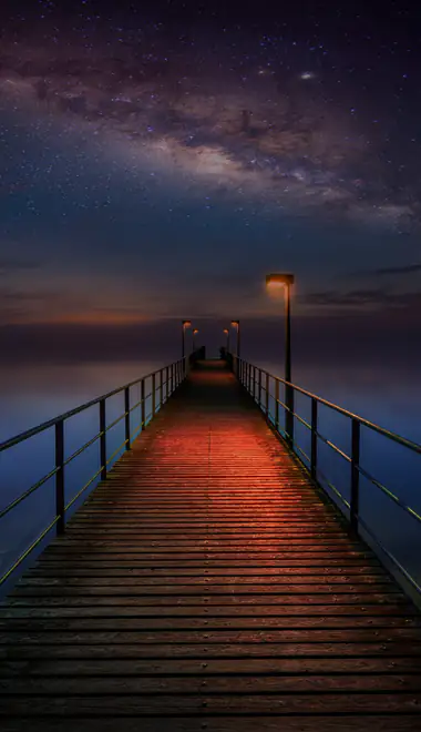Wallpapers for Samsung (360x740): Milky Way, night, water, stars