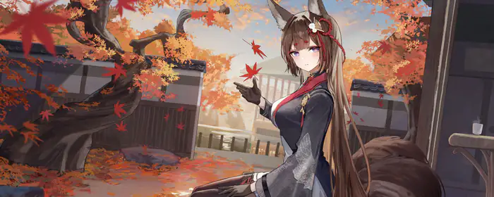 Anime wallpapers: Amagi, Azur Lane, autumn, fox ears