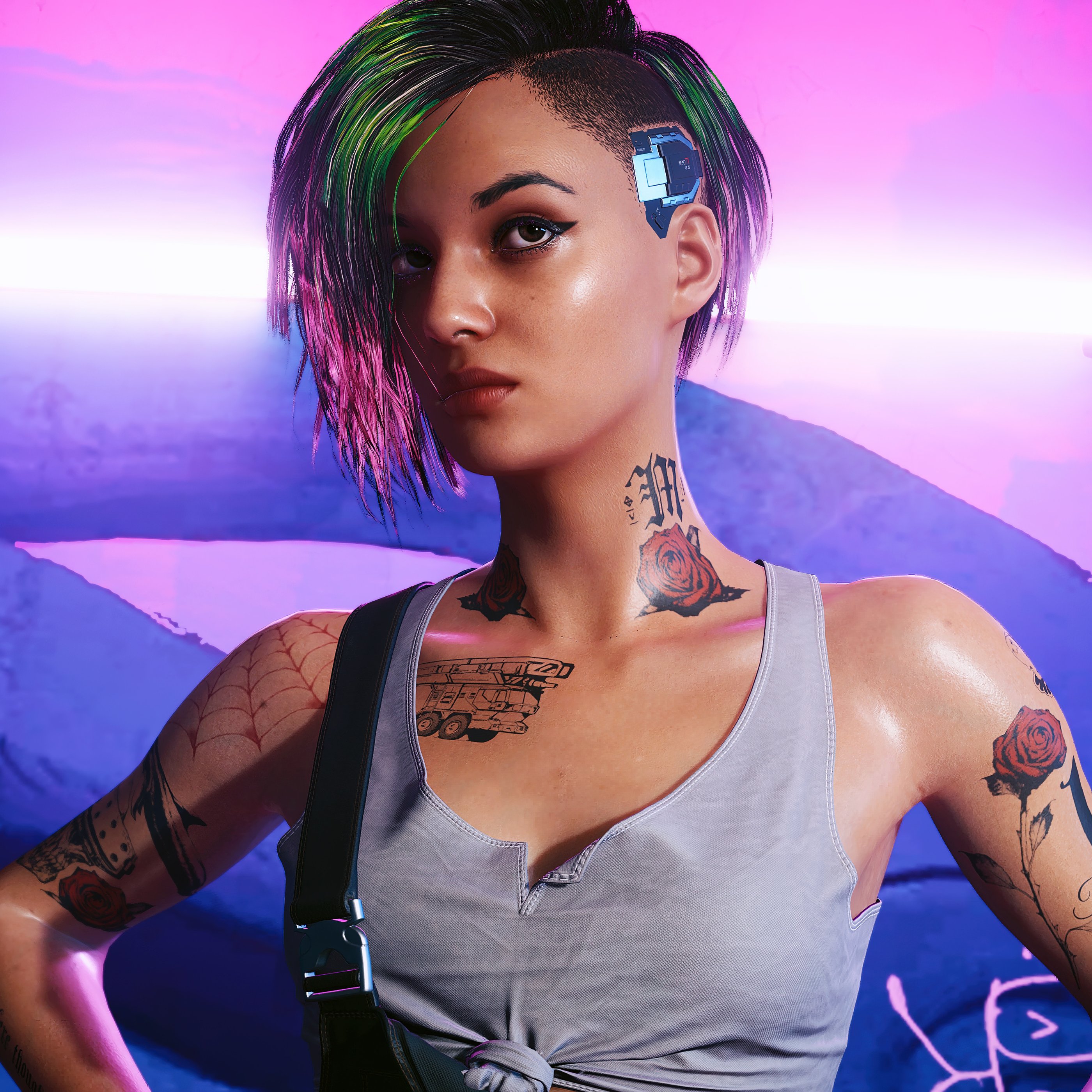 Judy Alvarez with tattoos - Wallpapers for Samsung Galaxy Tab S9+ in 2800x2800 resolution