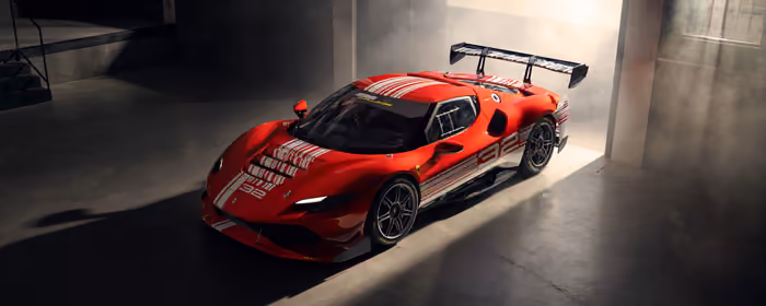 Обои машины: Ferrari 296 Challenge, гоночный автомобиль, спойлер, карбон