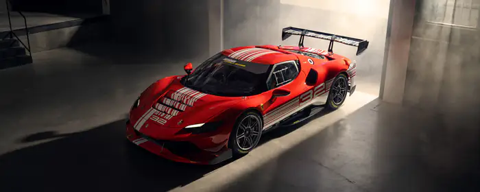 Обои машины: Ferrari 296 Challenge, гоночный автомобиль, спойлер, карбон