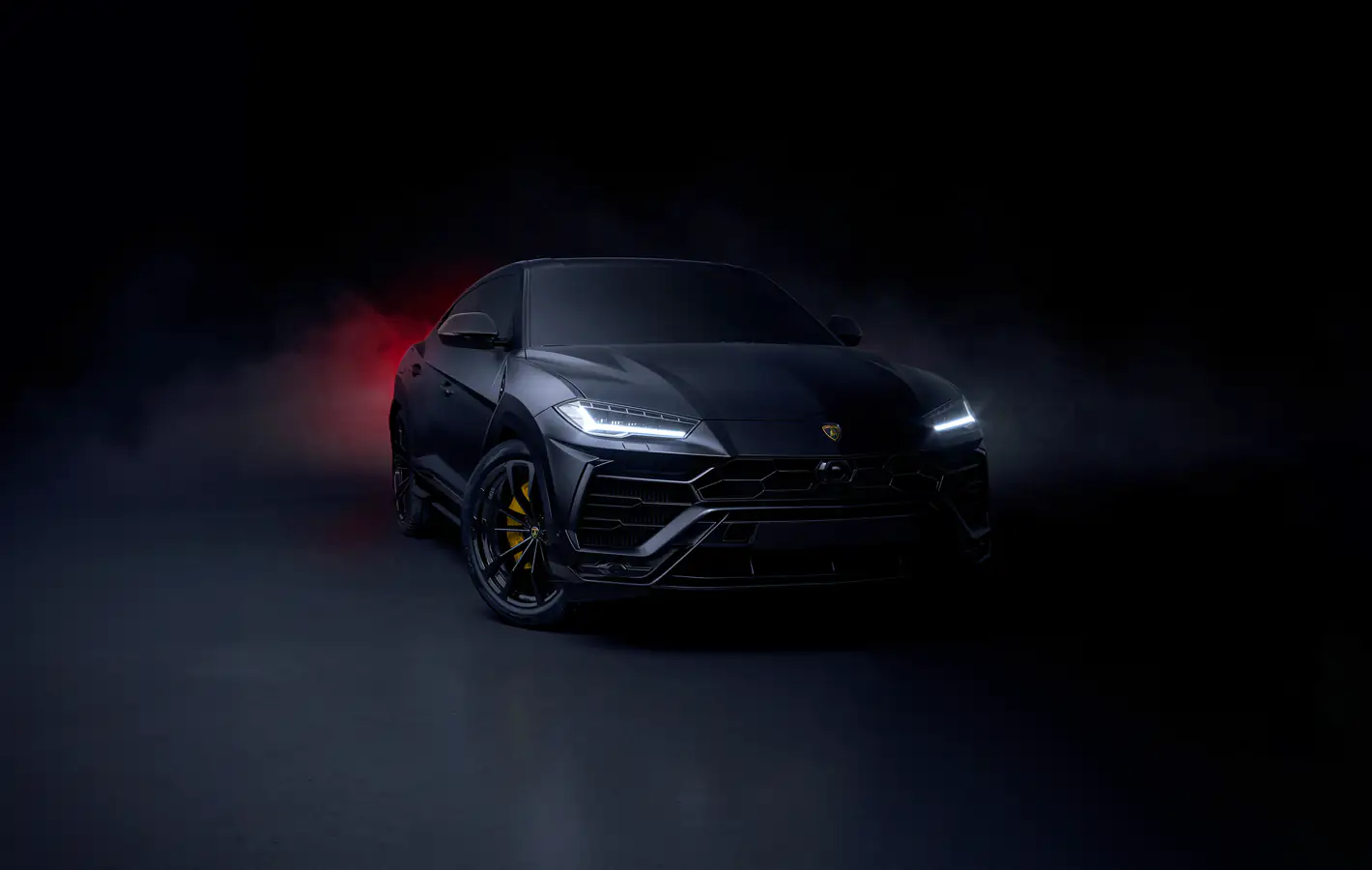 Black Lamborghini Urus front — desktop and phone wallpaper, free download