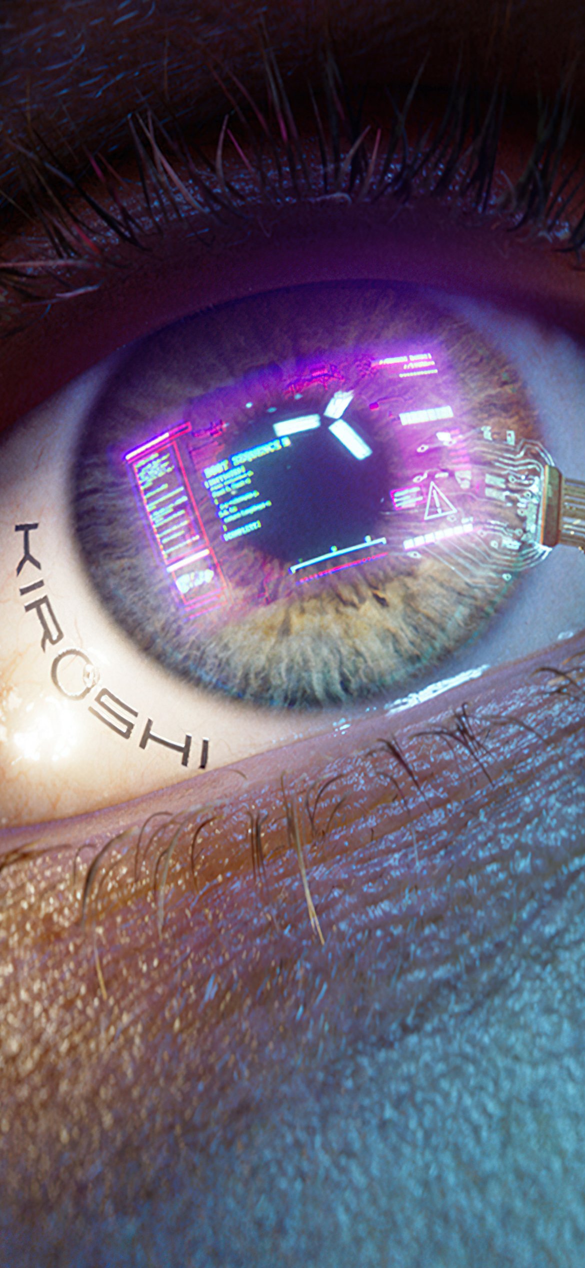 Cyberpunk 2077 Kiroshi cybernetic eye implant - Wallpapers for iPhone 12 Pro/13 Pro/14 in 1170x2532 resolution