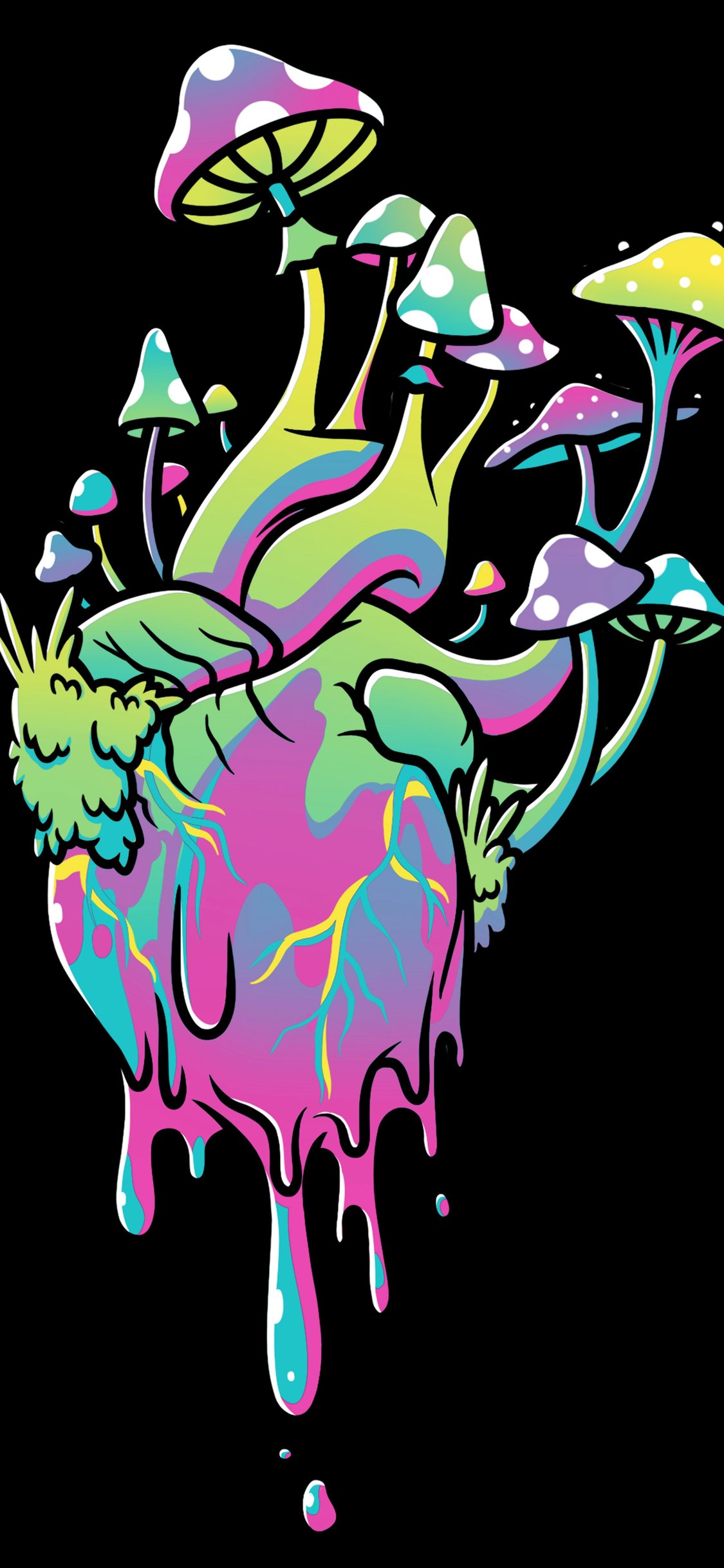 Minimalistic bright mushrooms - Wallpapers for iPhone X/XS/11 Pro in 1125x2436 resolution