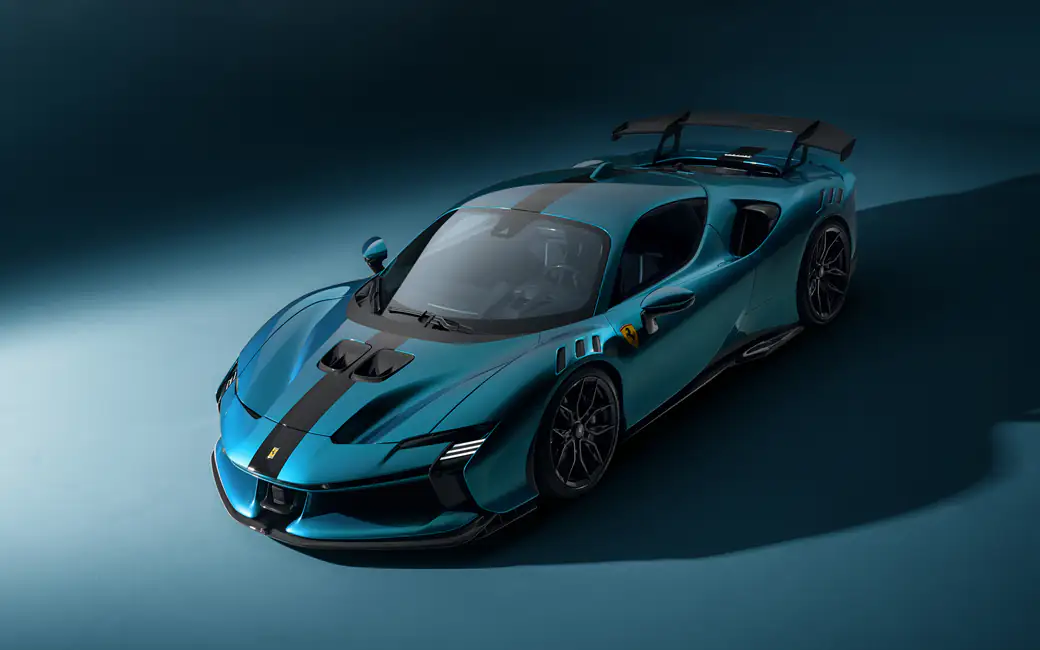Turquoise Ferrari SF90 XX Stradale Novitec — desktop and phone wallpaper, free download