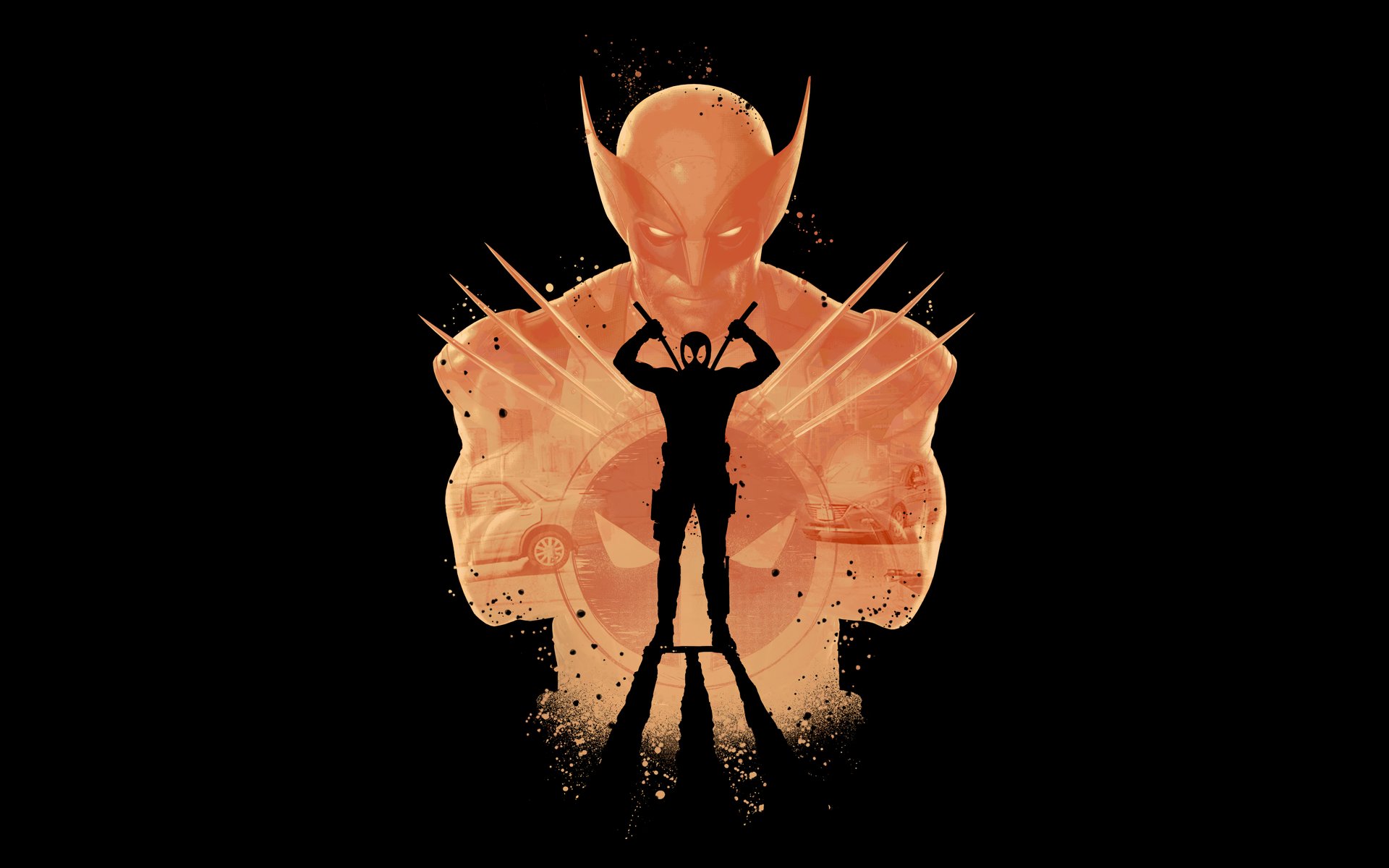 Deadpool and Wolverine dynamic silhouette - WUXGA wallpapers in 1920x1200 resolution