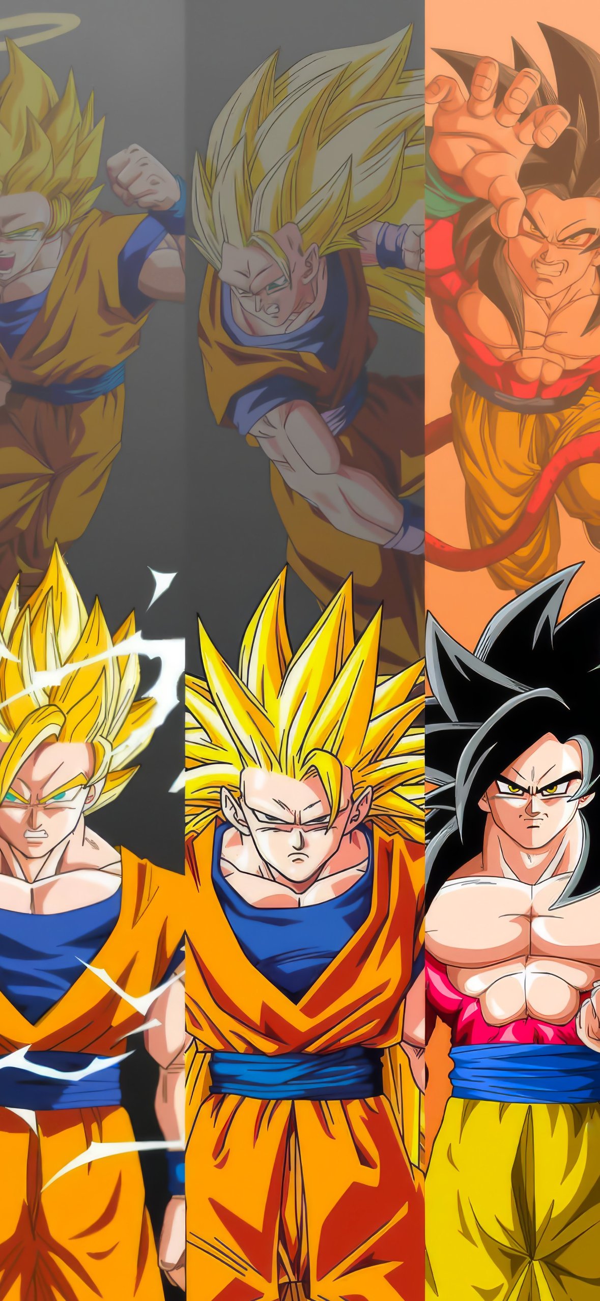 Gokus transformations in Dragon Ball series evolution - Wallpapers for iPhone 14 Pro/15 Pro in 1179x2556 resolution