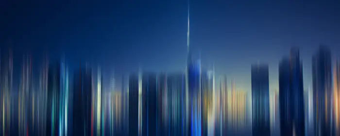 UltraWide 32:9 обои глитч (3840x1080): небоскрёбы, глитч, силуэт города, здания