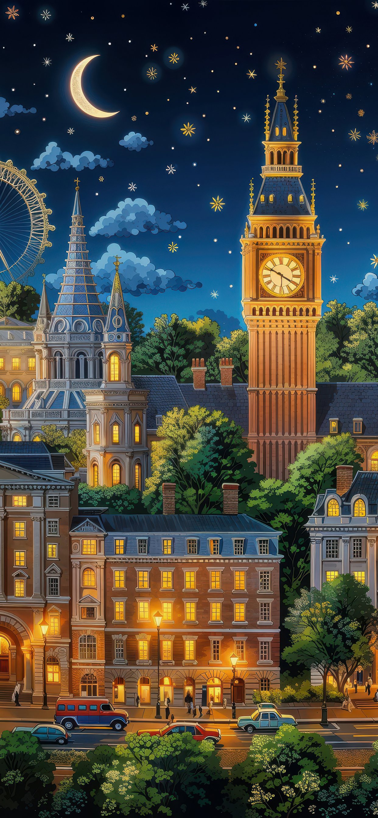 London's attractions at night - Wallpapers for iPhone 11 Pro Max in 1242x2688 resolution
