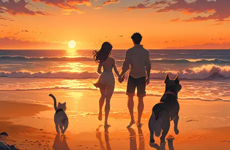 XVGA couple wallpapers (1024x768): couple, romance, dog, cat