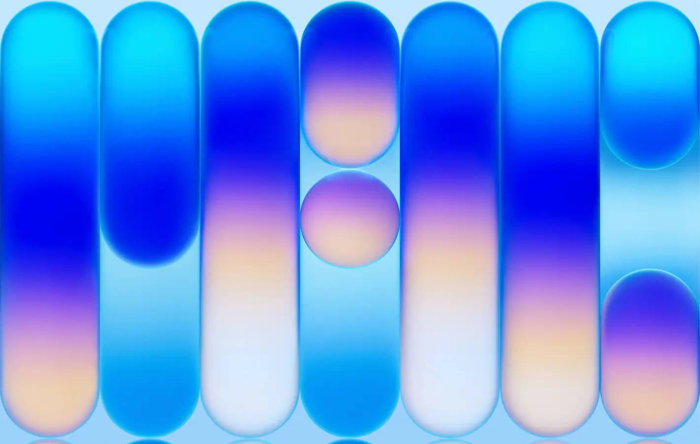 Capsules and a blue gradient — desktop and phone wallpaper, free download