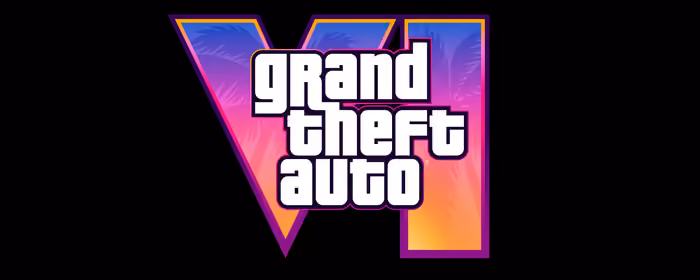 UltraWide 32:9 обои градиент (3840x1080): GTA 6, Vice City, тропики, логотип