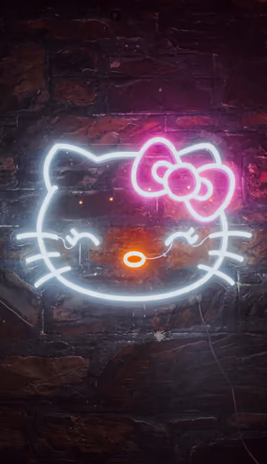 Brick Wallpapers for iPhone 14 Pro/15 Pro (1179x2556): Hello Kitty, neon, logo, bow