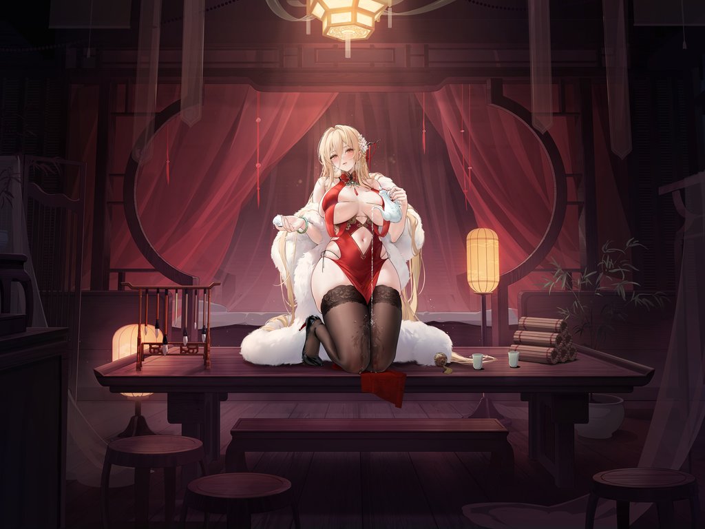Implacable из Azur Lane в платье - XVGA обои в разрешении 1024x768