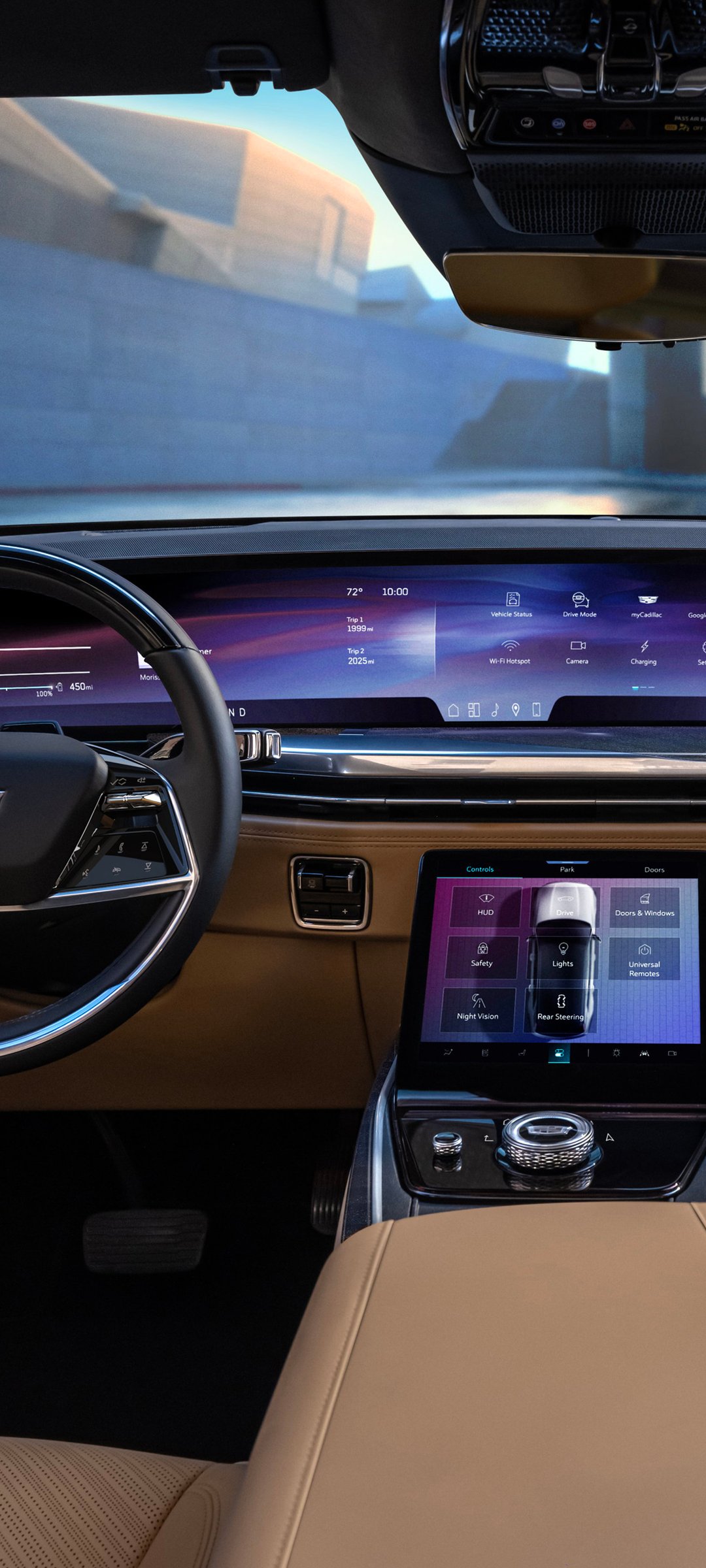 Cadillac Escalade iQ EV advanced dashboard - Wallpapers for Samsung Galaxy M55, POCO M4/X4/X5, Xiaomi Redmi 12/13/Note 13/Note 14/Note 14S in 1080x2400 resolution