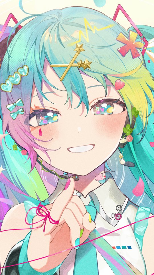 Anime Schoolgirl with Green Hair - Wallpapers for Samsung, HTC, Sony in 540x960 resolution