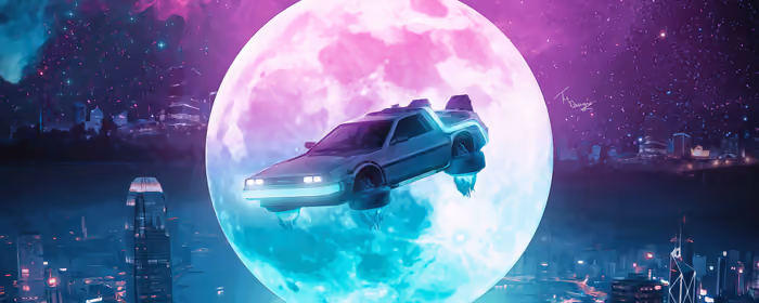 UltraWide 21:9 wallpapers (2560x1080): DeLorean DMC-12, Back to the Future, night, Moon