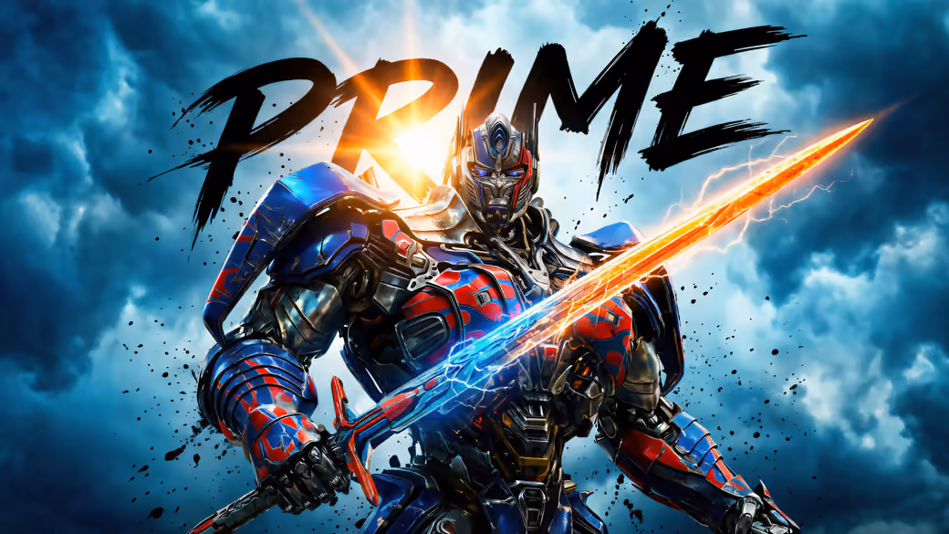 Optimus Prime with Glowing Sword — desktop and phone wallpaper, free download