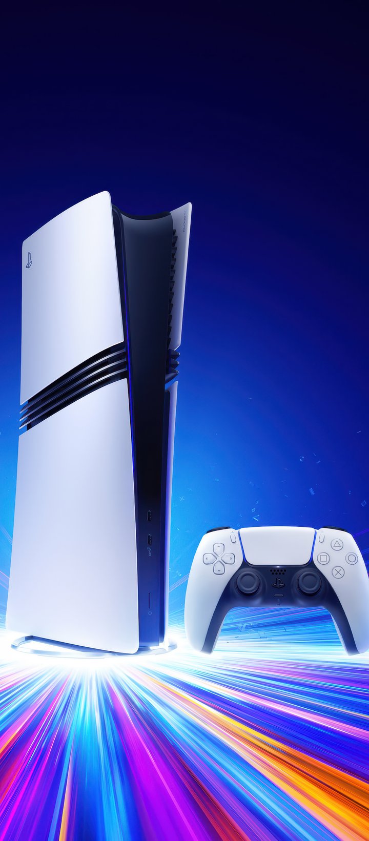 PlayStation 5 Pro и неон - Обои для Xiaomi Redmi 14C, POCO C71/C75/M7, Infinix Note 8 в разрешении 720x1640