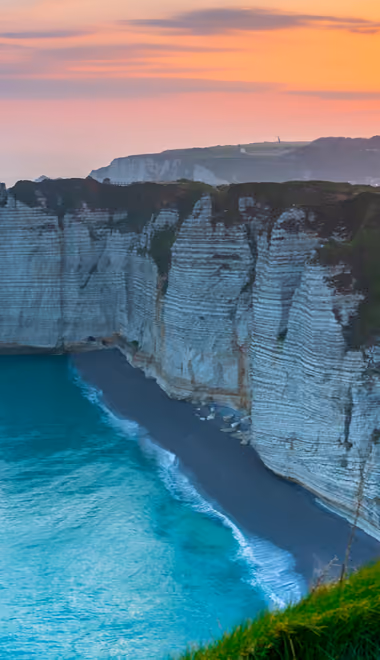 Nature wallpapers: France, rock, coast, sunset