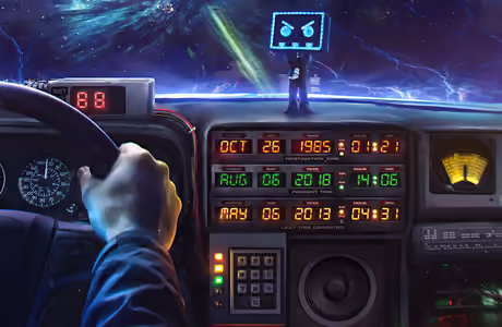 Dashboard Wallpapers for iPad mini 8.3″ (2266x2266): DeLorean DMC-12, Back to the Future, dashboard, display