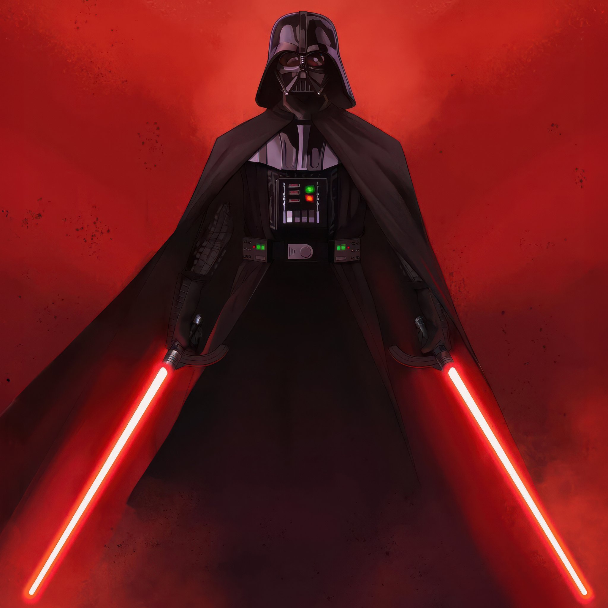 Darth Vader with Dual Red Lightsabers - Wallpapers for iPad Retina in 2048x2048 resolution