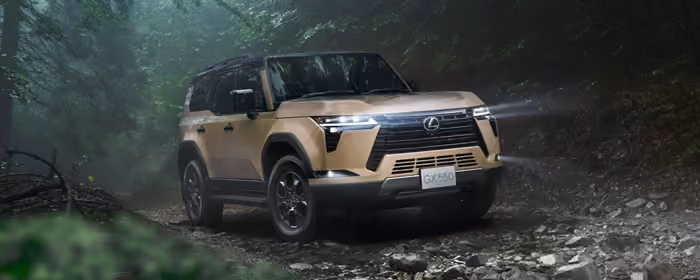 UltraWide 32:9 обои (5120x1440): Lexus GX 550, Внедорожник, бездорожье, лес
