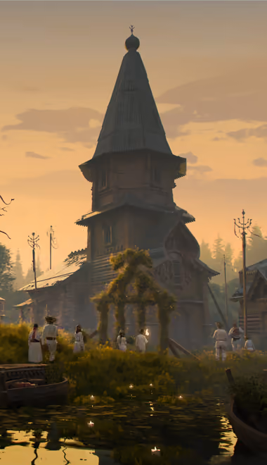 City wallpapers: sunset, cottage, evening, village