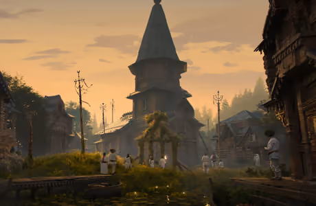 City wallpapers: sunset, cottage, evening, village