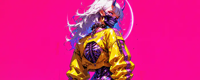 UltraWide 32:9 wallpapers (5120x1440): anime girl, cyberpunk, piercing, mask